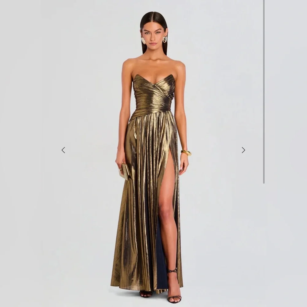 Reformation Metallic Gold Strapless Maxi Gown - Picture 4 of 5
